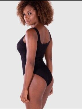 NWOT Black Size Large Slimming Ribbed One Piece Body Suit Snap Bottom!!
